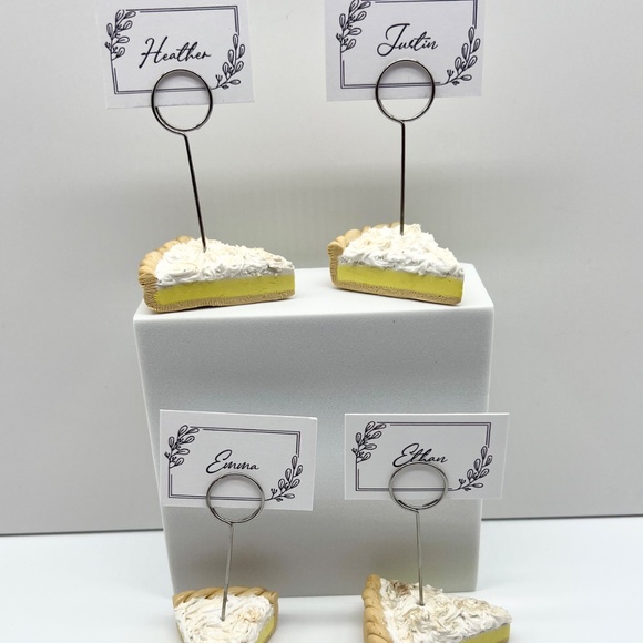 Lemon Meringue Pie Place Card Holders – Set of 2 | Handmade Clay Table Decor - Picture 10 of 16